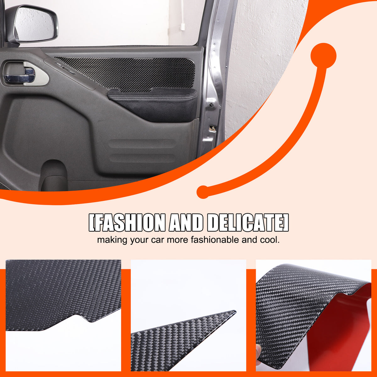 Carbon Fiber Door Armrest Side Panel Trim Sticker For Nissan Frontier 2005-2021 8