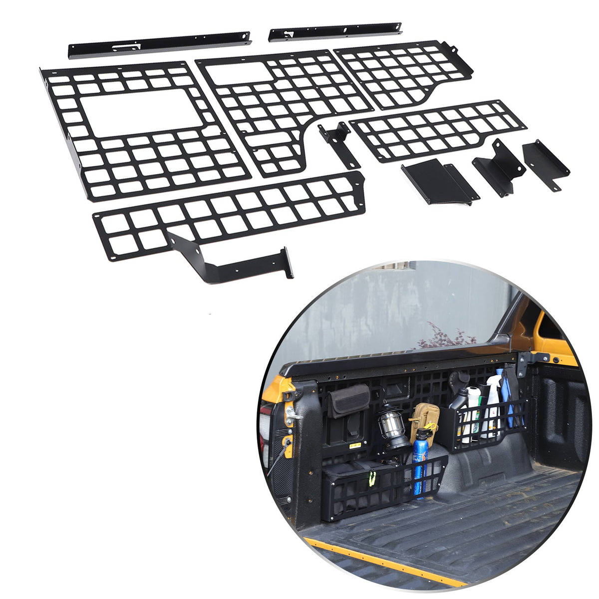 Steel Trunk Left Side Storage Bag Hanger Molle Panel For Ford Ranger T9 2023+ 19