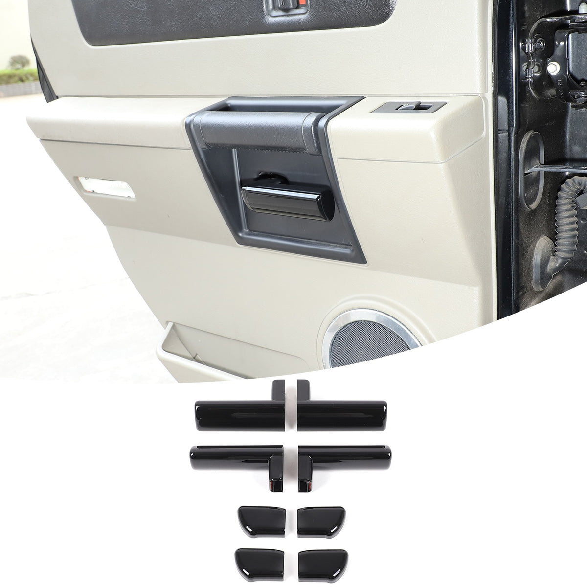 Glossy Piano Black ABS Interior Door Handle Trim For Hummer H2 2003-2007 US 4