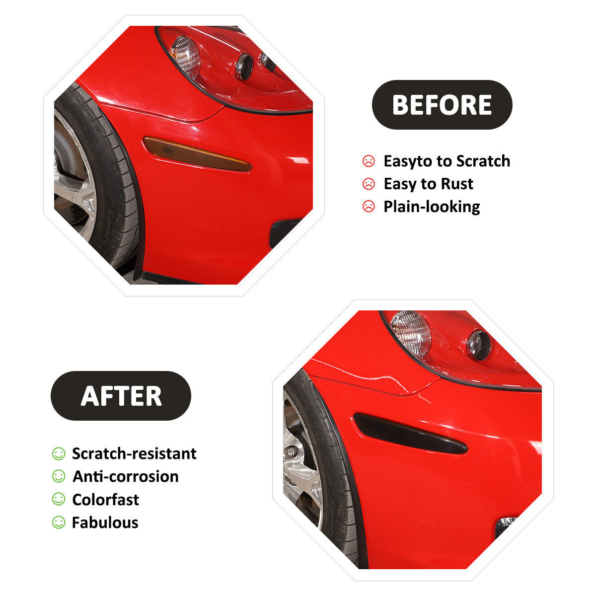 Smoked Black Front Headlight & Rear Tail Light Cover Trim For Corvette C6 05-13 30