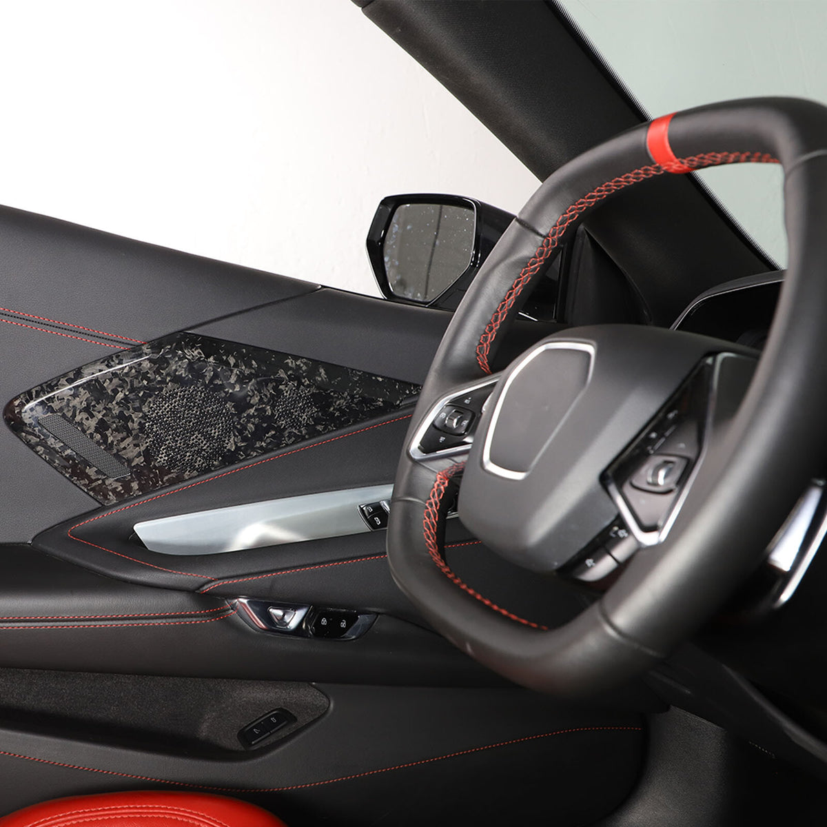 Forged Real Carbon Fiber Door Sound Speaker Cover Trim For 2020-26 C8 Corvette 10