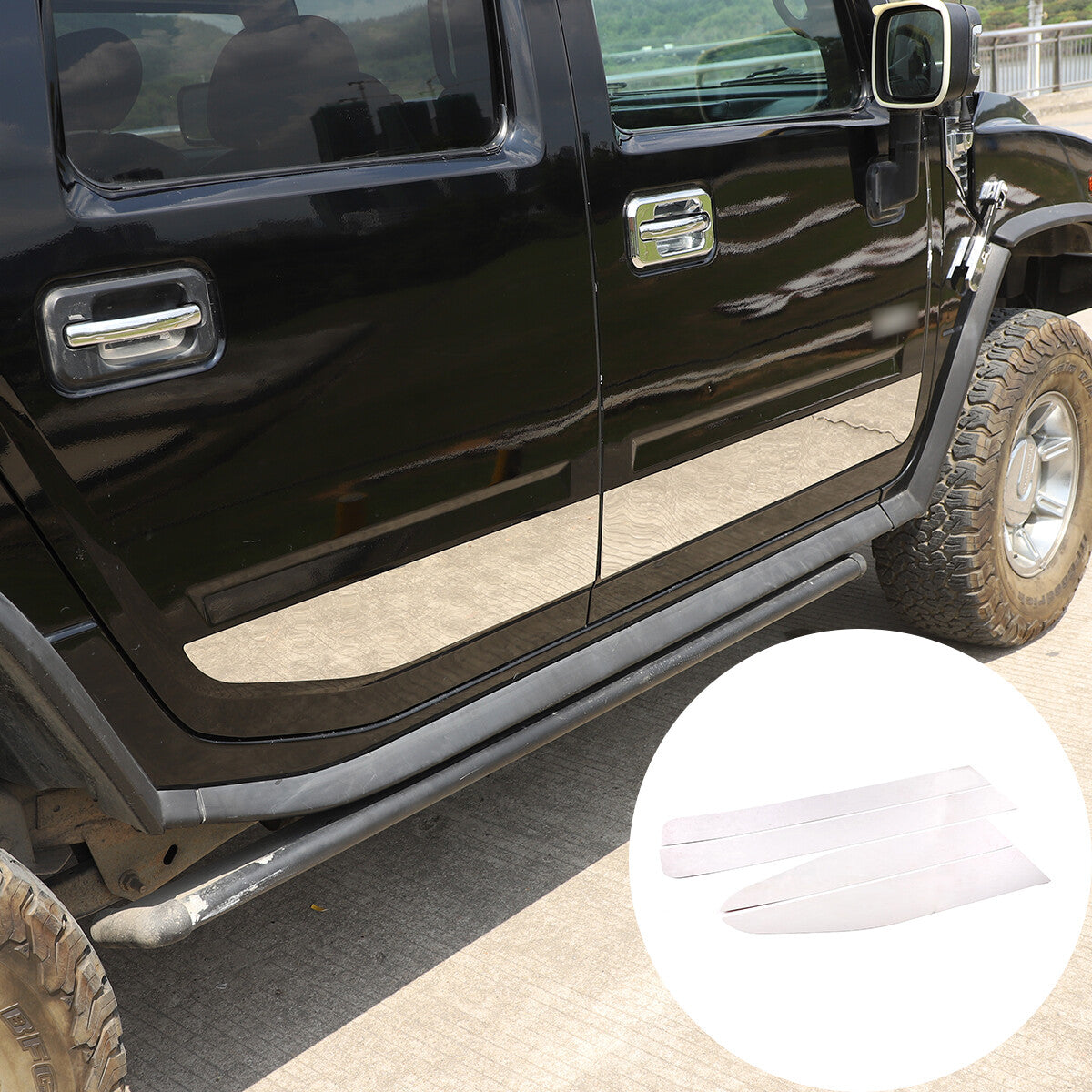 Stick-on Stainless Steel Side Accent Trim 4 Pc Fits Hummer H2 03-09 1