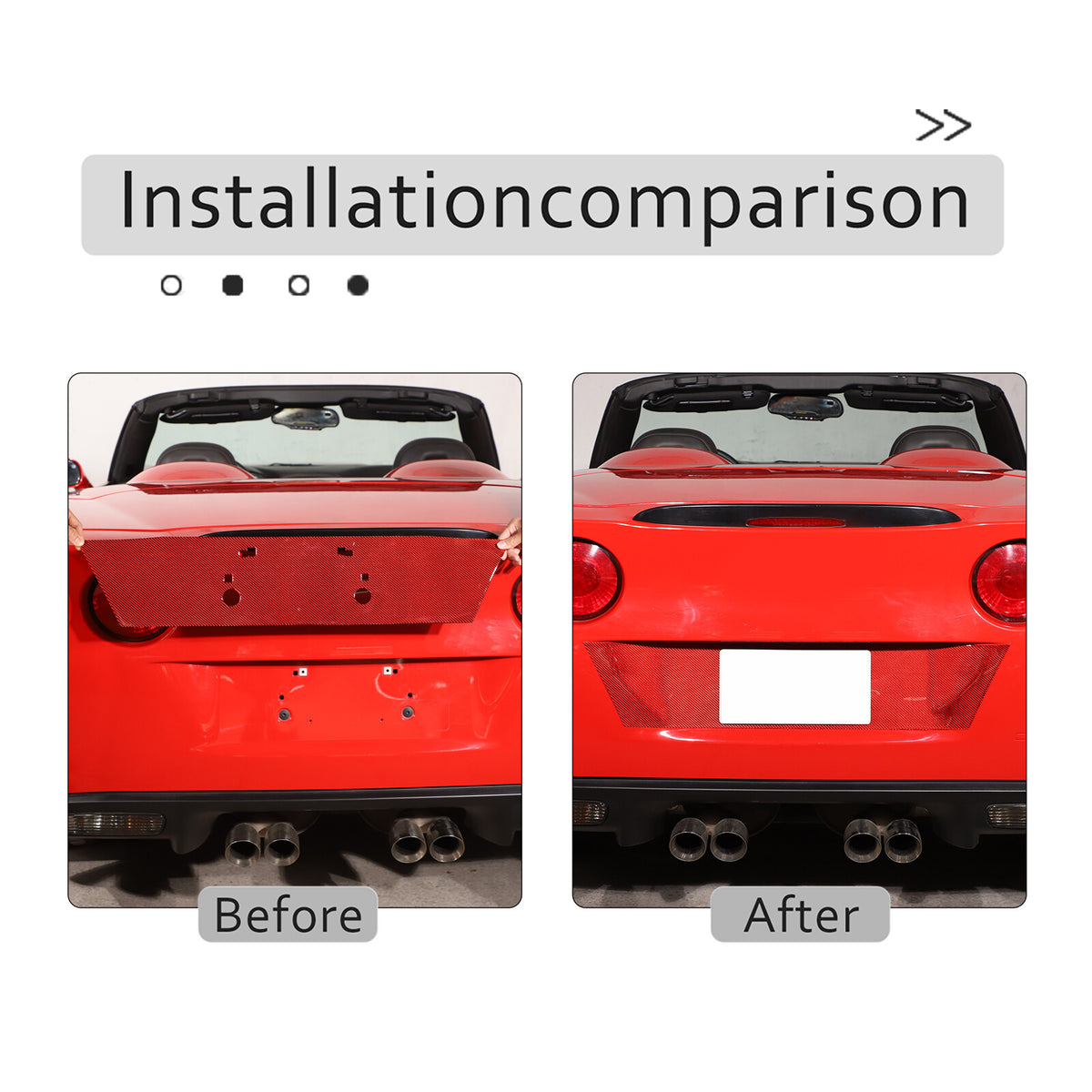 Red Carbon Fiber Rear License Plate Bottom Trim Panel For Corvette C6 2005-2013 6