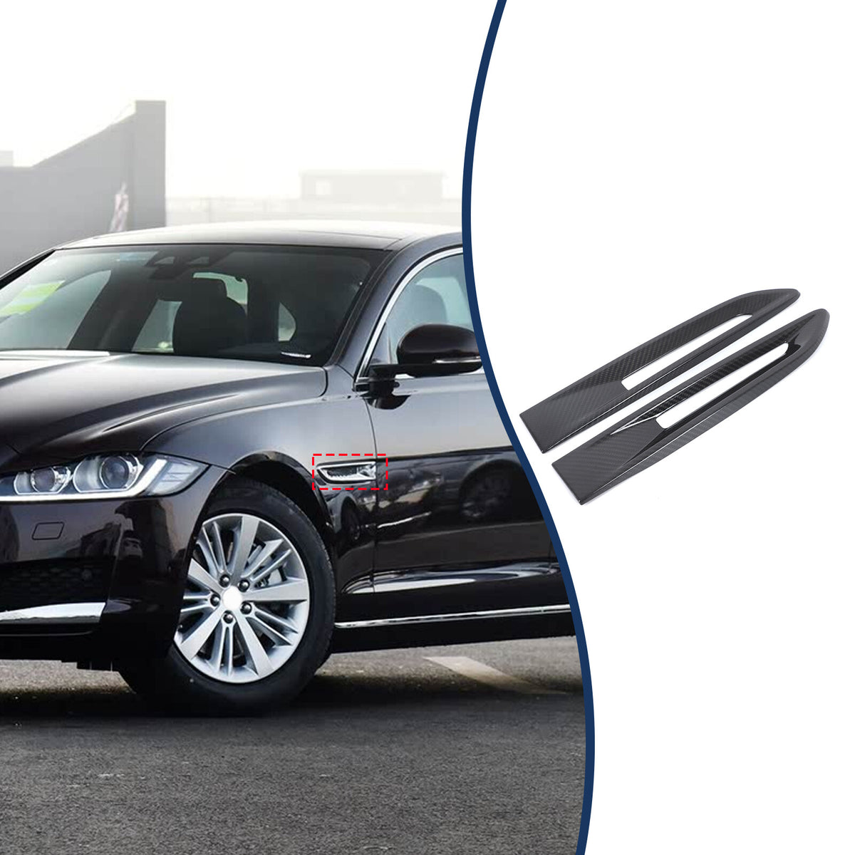 Real Carbon Fiber Side Air Vent Fender Trim For Jaguar F-pace XE XF X761 2016-20 10