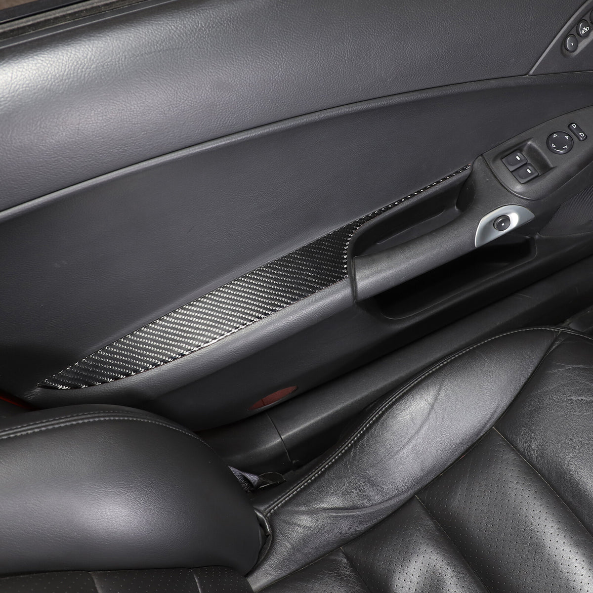 Carbon Fiber soft Door armrest panel Cover sticker Trim For Corvette C6 2005-13 6