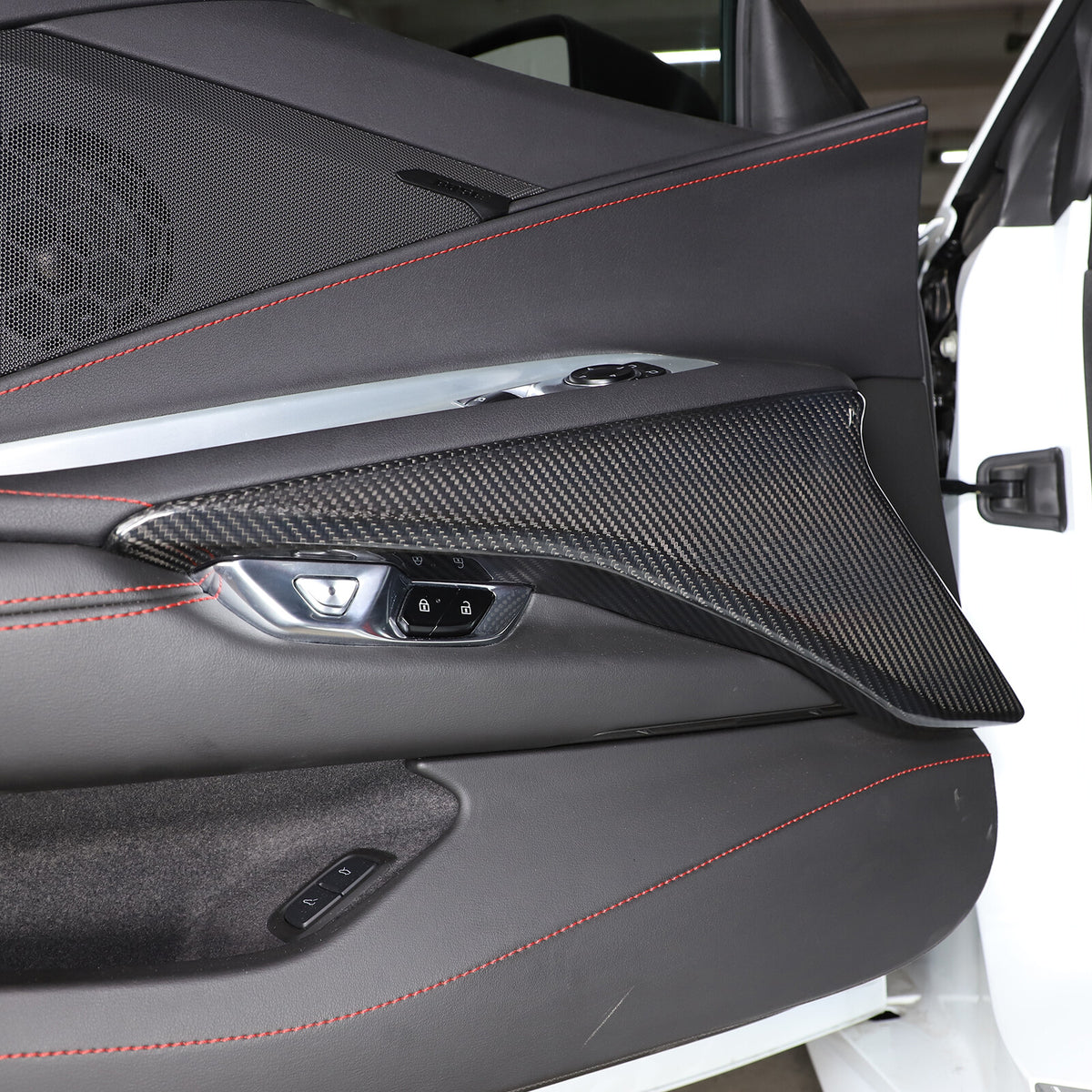 Real Carbon Fiber Interior Door Armrest Panel Trim Cover for Corvette C8 2020-26 2