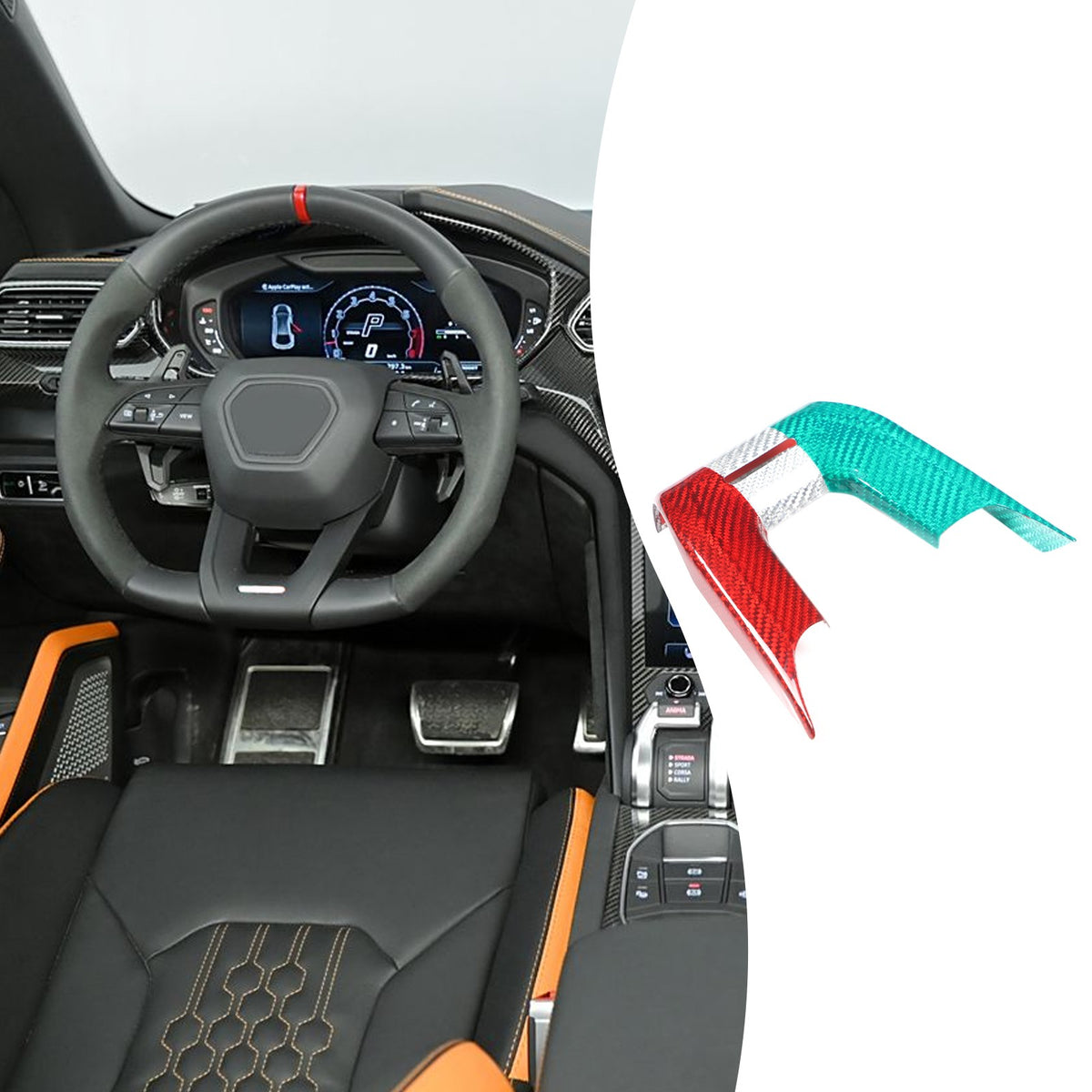 Tri-Color Steering Wheel Cover Trim For Lamborghini Urus/Urus SE 2018-2023 9