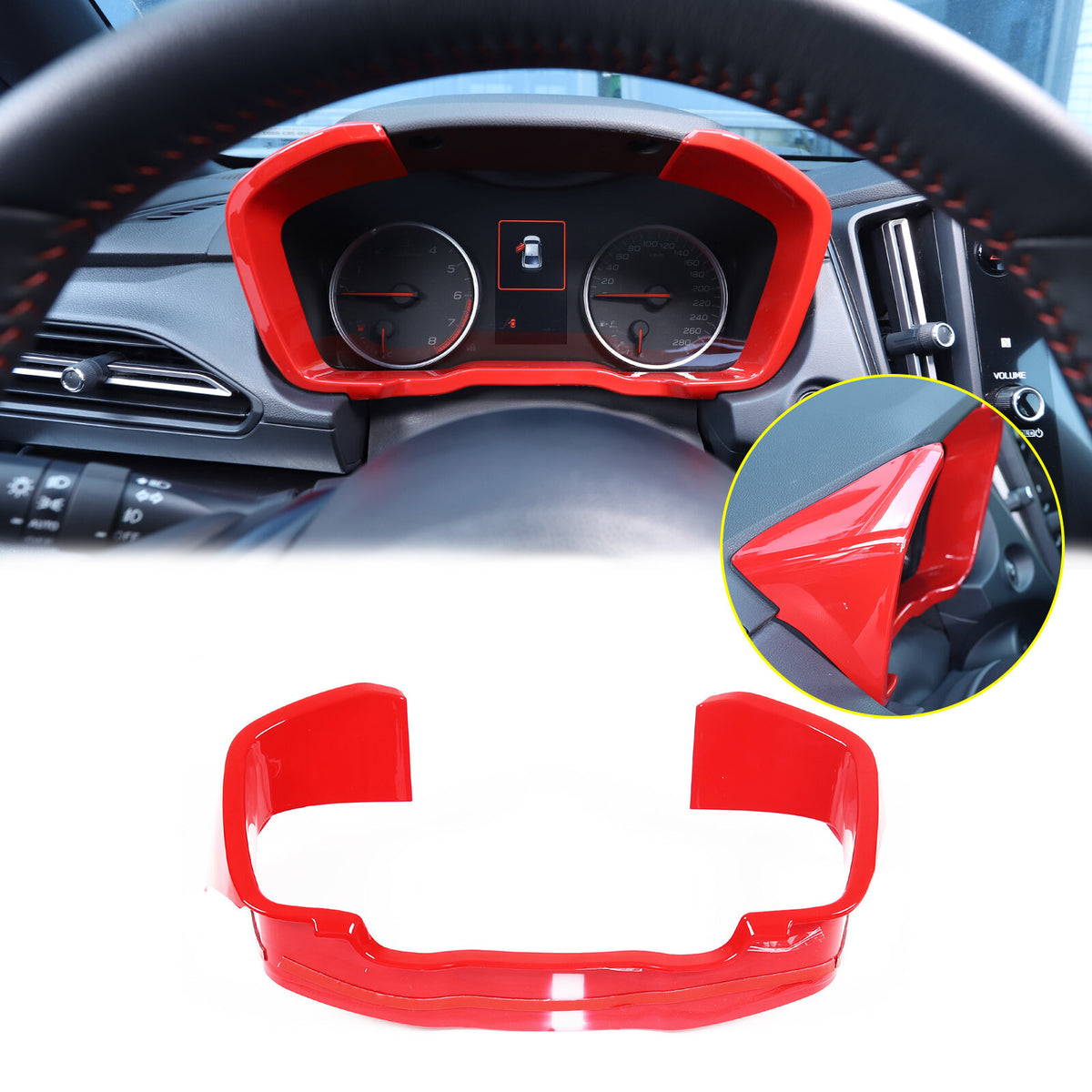 ABS Red Dashboard Instrument Tachometer Frame Trim Cover For Subaru WRX 2022-23 20