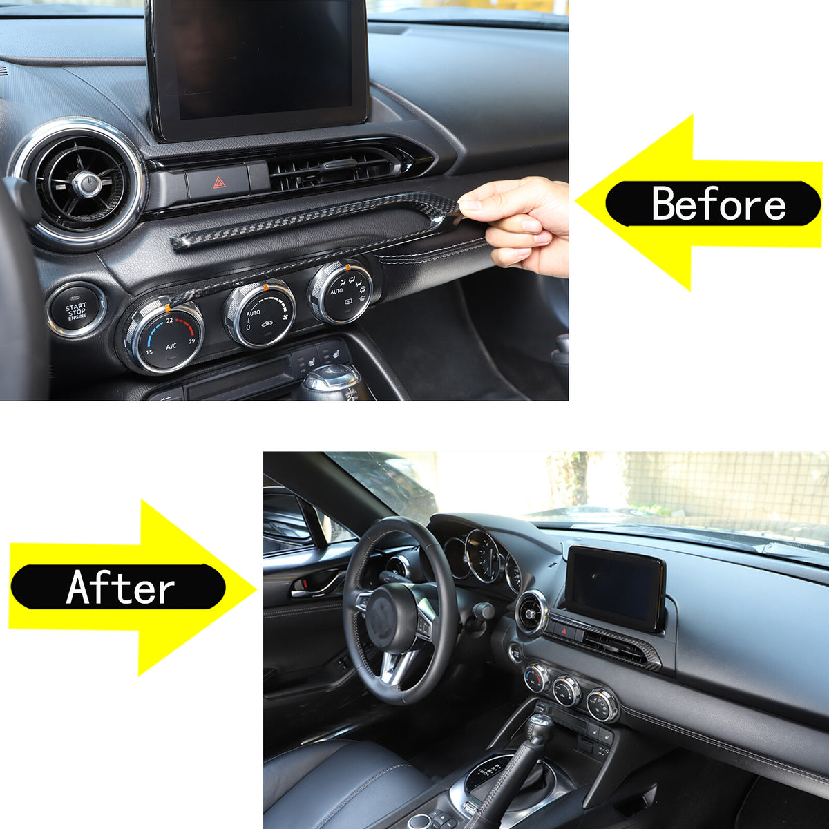Real Carbon fiber Center Console air outlet frame Trim Cover For Mazda MX-5 16+ 12