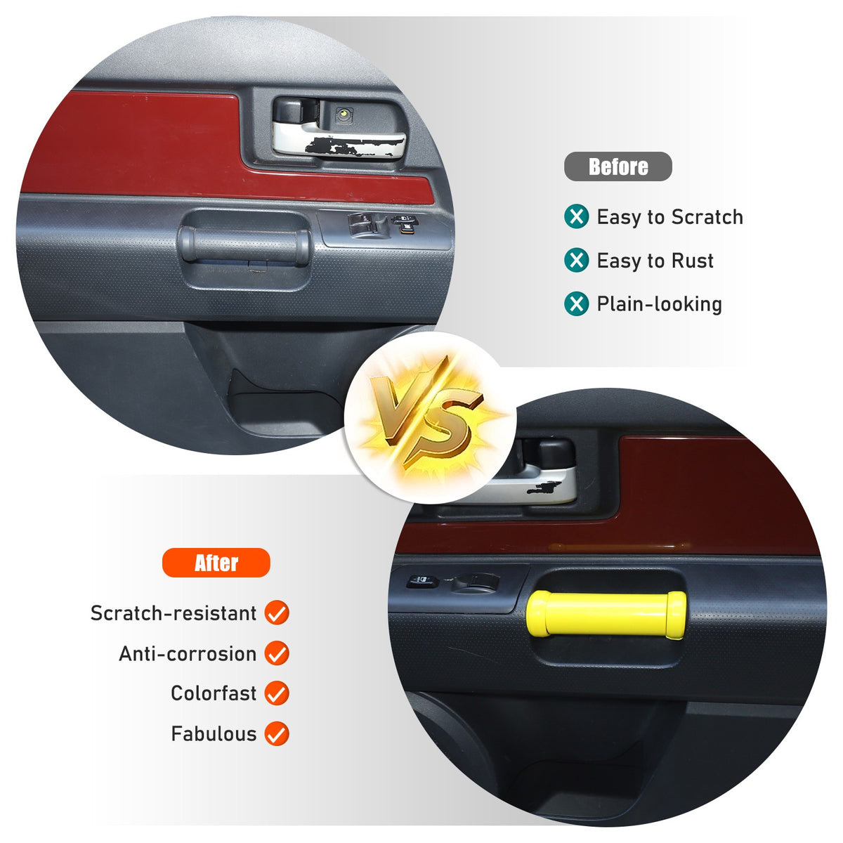 Yellow Interior Door Panel Handle Cover Trim For Toyota FJ Cruiser 2007-2021 US 17
