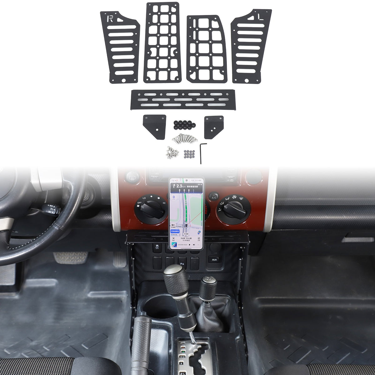 Magnetic Phoner Holder Center Console Molle Panel Device For Toyota FJ Cruiser 11