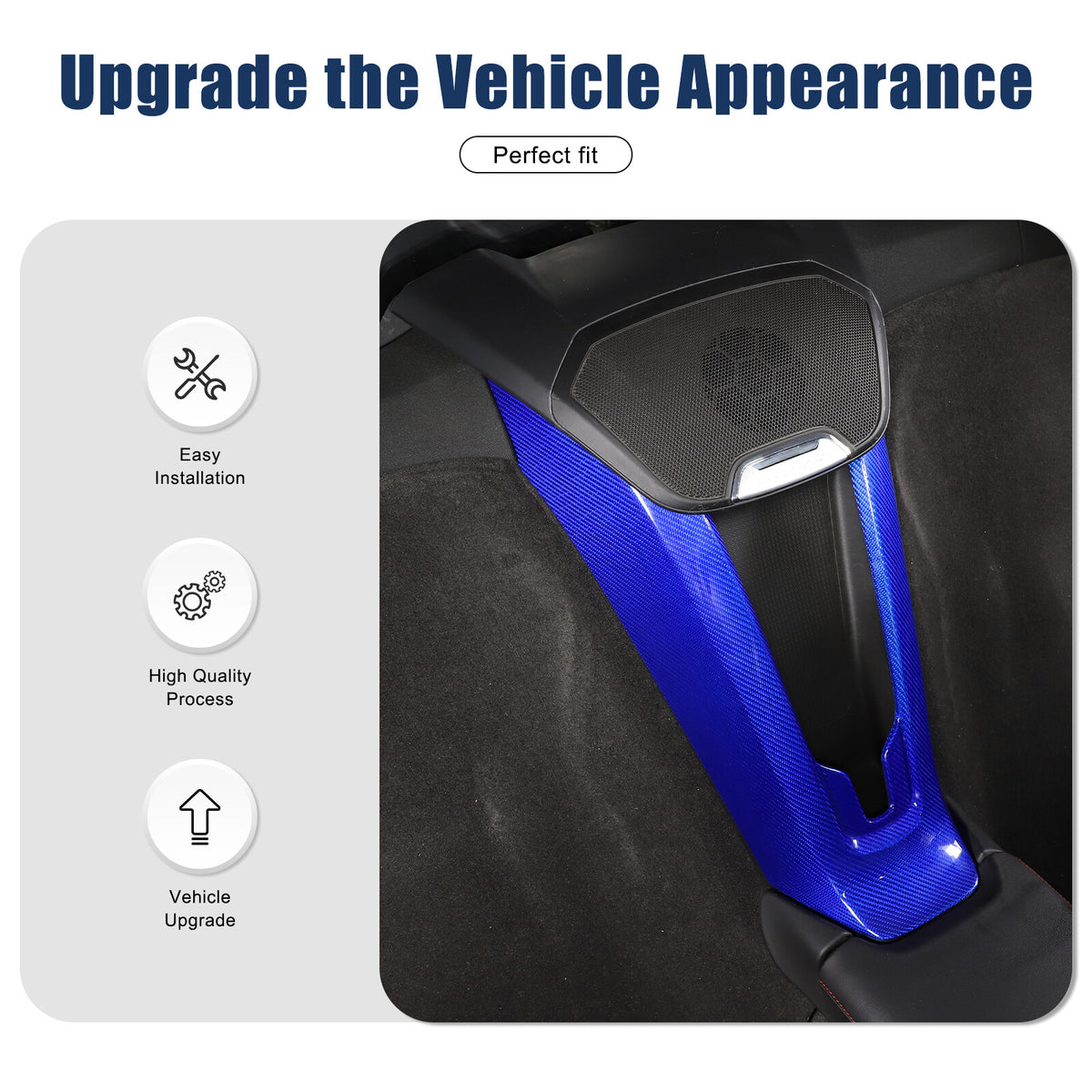 Blue Carbon Fiber Console Waterfall Wireless Charger Trim For C8 Corvette 20+ 12