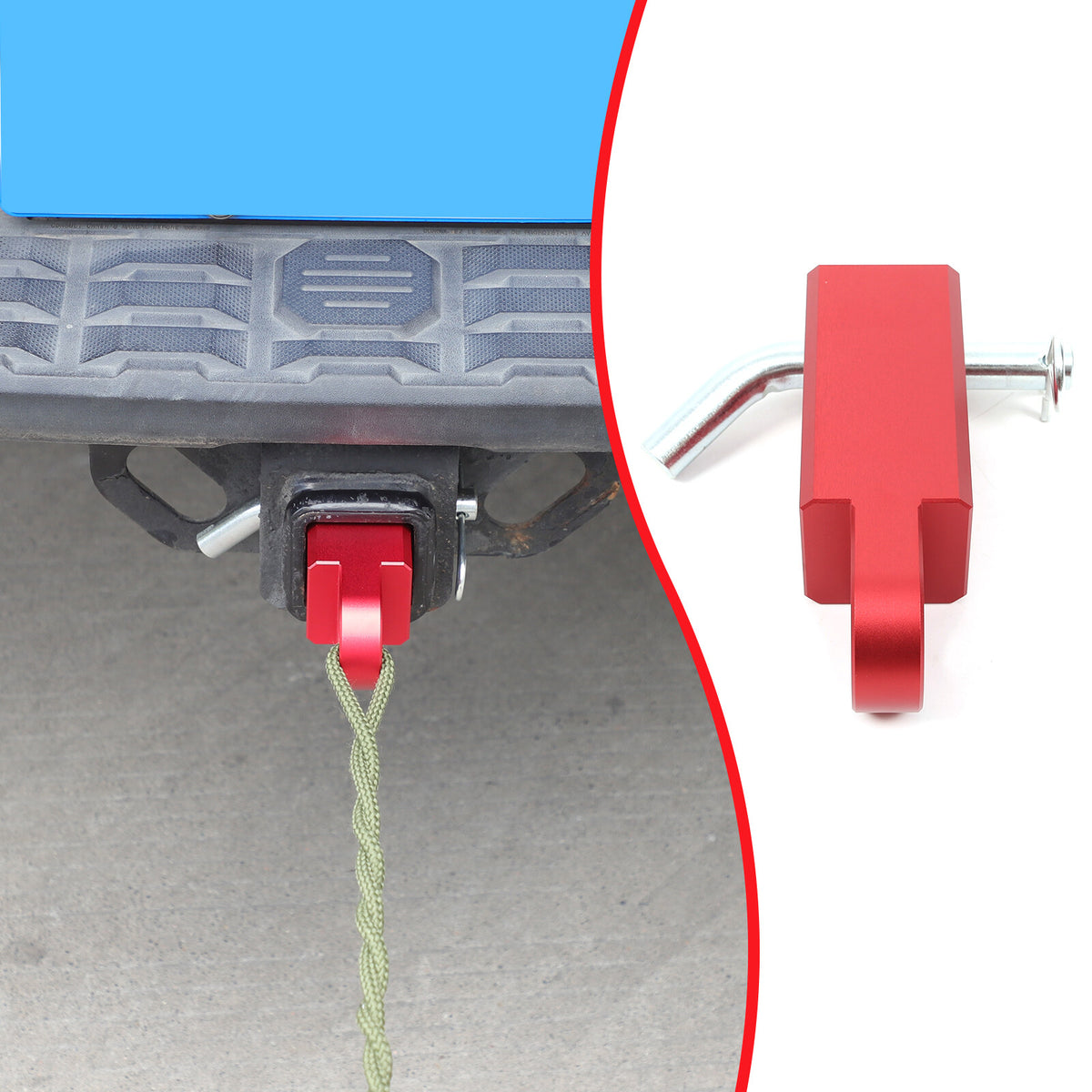 Red Aluminum Alloy Trailer Mount Receiver Hitch Tow Hook For Toyota Tacoma 16-22 2