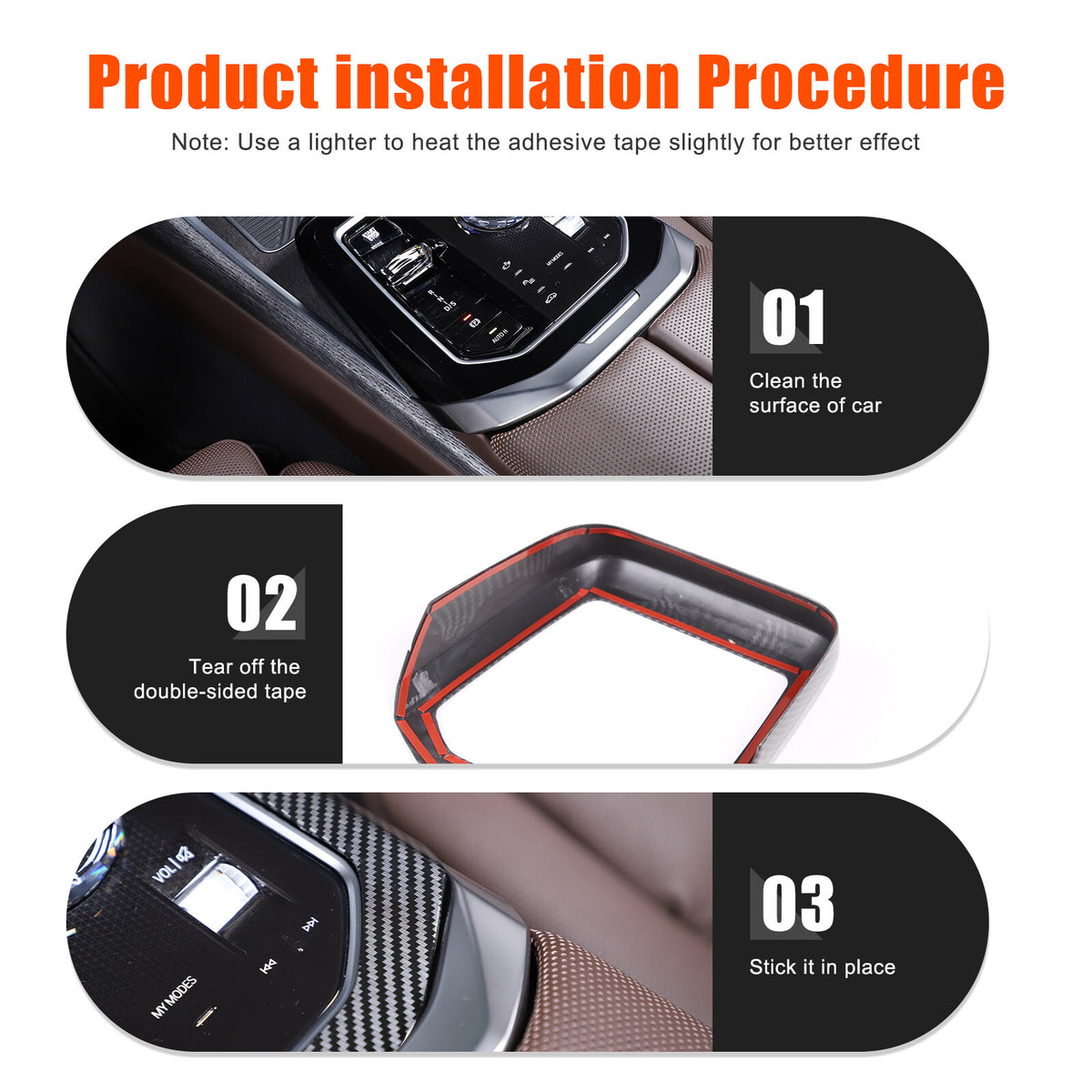 ABS Carbon Fiber Center Gear Shift Panel trim Cover for BMW 7 Serie G70 i7 2023 21