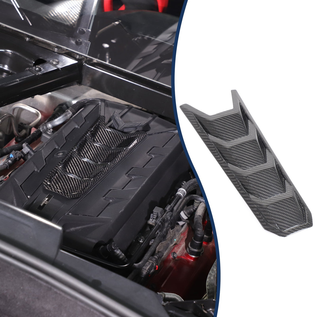 5pcs Real CARBON FIBER Engine Bay Trim Panel Cover Set For Corvette C8 2020-2026 14