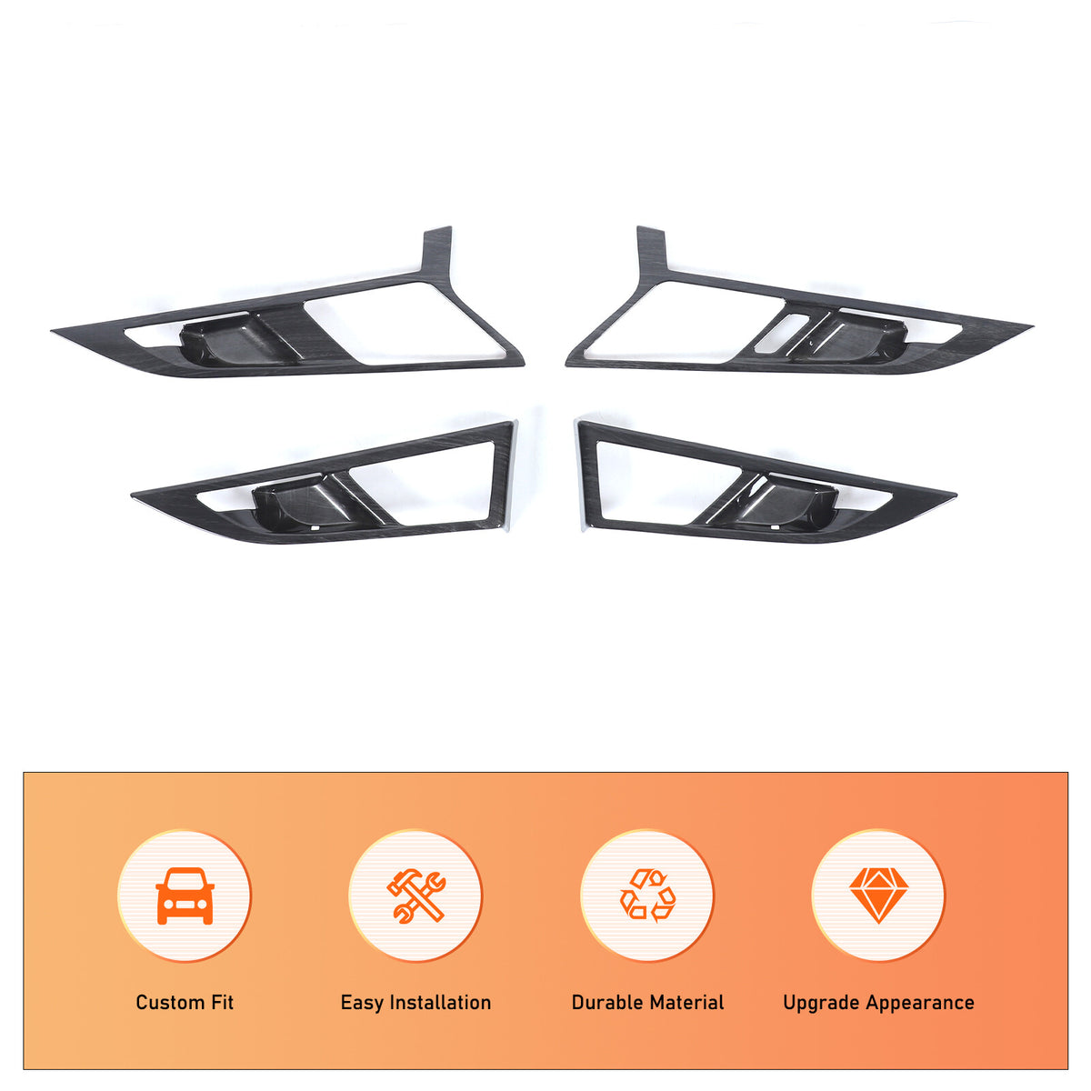 Black Grain Interior Door Handle Cover Trim For BMW X1 U11 /X2 U12 2023+ 4
