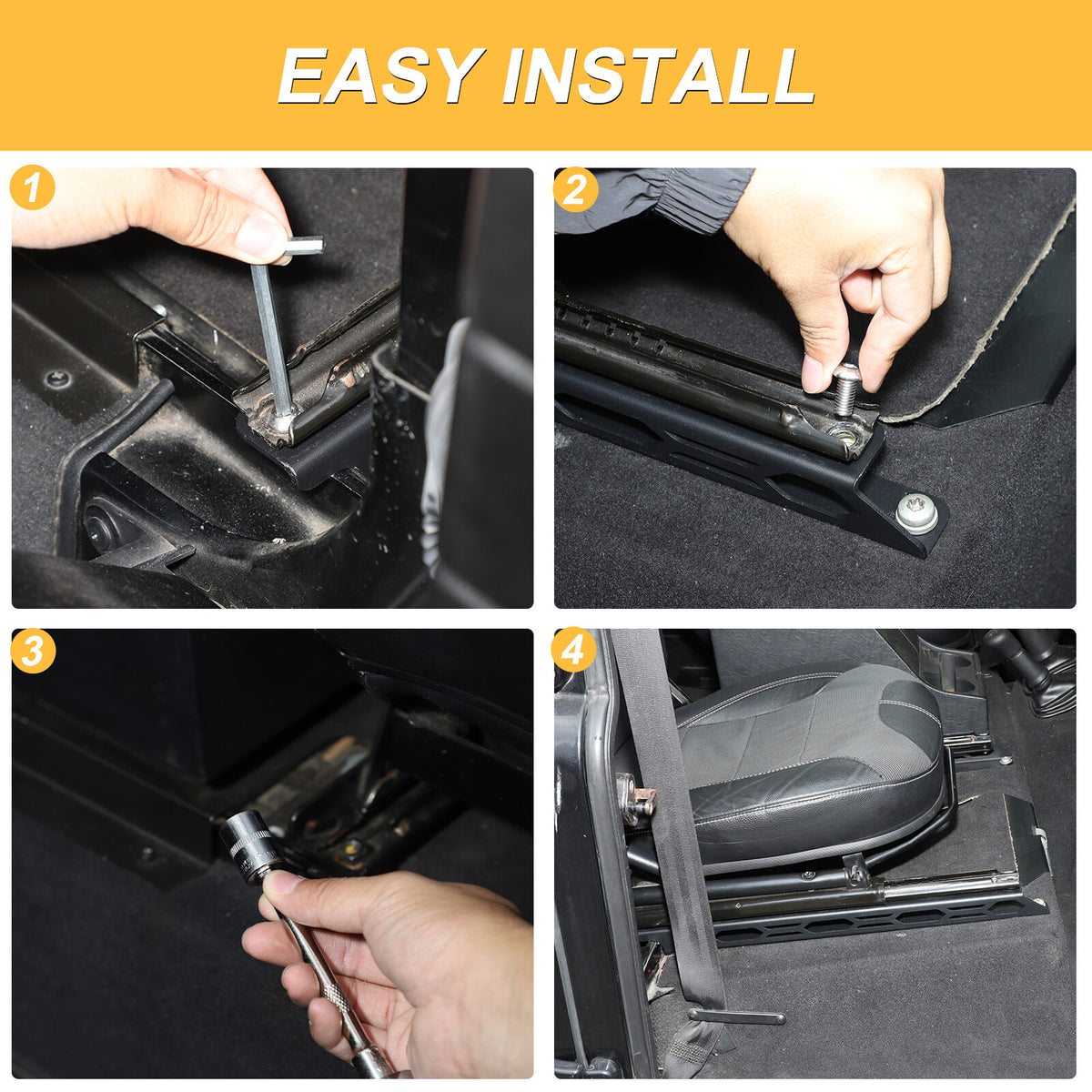 Black Steel Front Seat Adjustment Bracket Trim For LR Defender L316 2004-2018 7