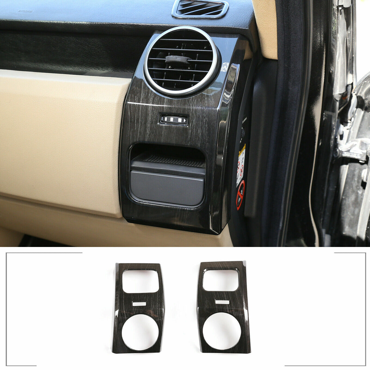 Black Wood Grain Dashboard Side Air Vent Cover Trim For LR Discovery 3 04-09 1