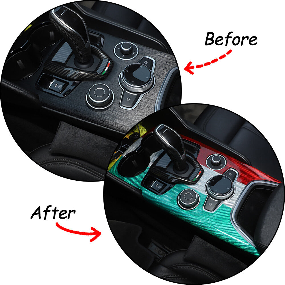 Real Carbon Fiber Car Gear Shift Panel Cover Trim For Alfa Romeo Giulia 20-22 15