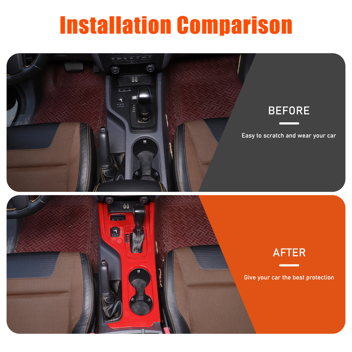 ABS Red Center Console Gear Shift Panel Trim For Ford Ranger T7 T8 2015-2021 19