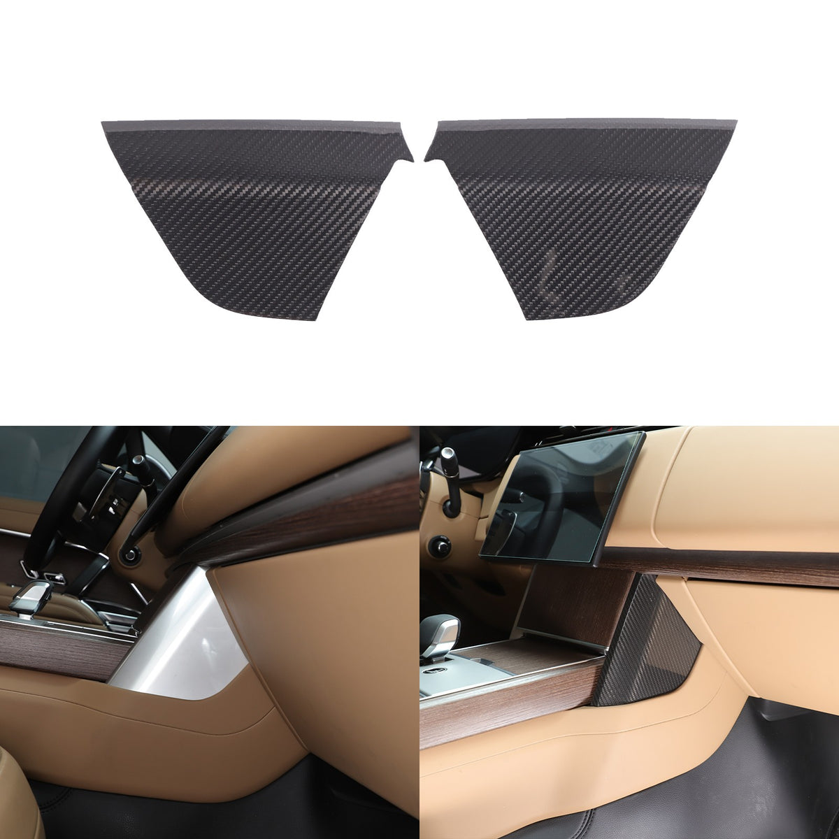 Real Carbon Fiber Center Console Knee Panel Trim For LR Range Rover Vogue 2023+ 20