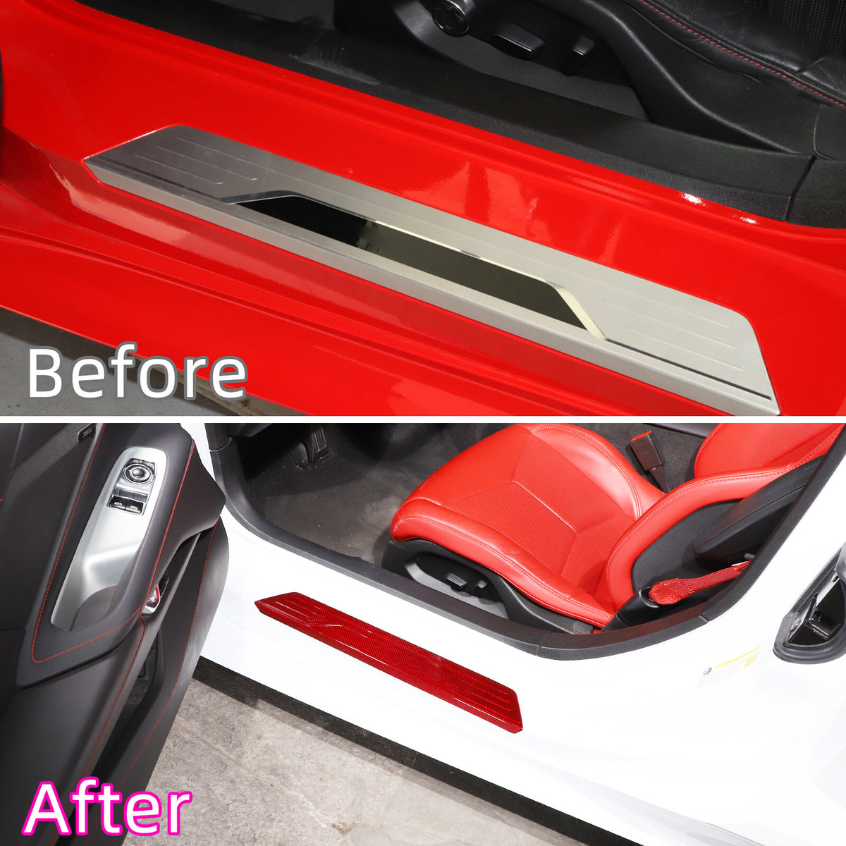 Red Real Carbon Fiber Interior Trim for Corvette C8 20-25 95