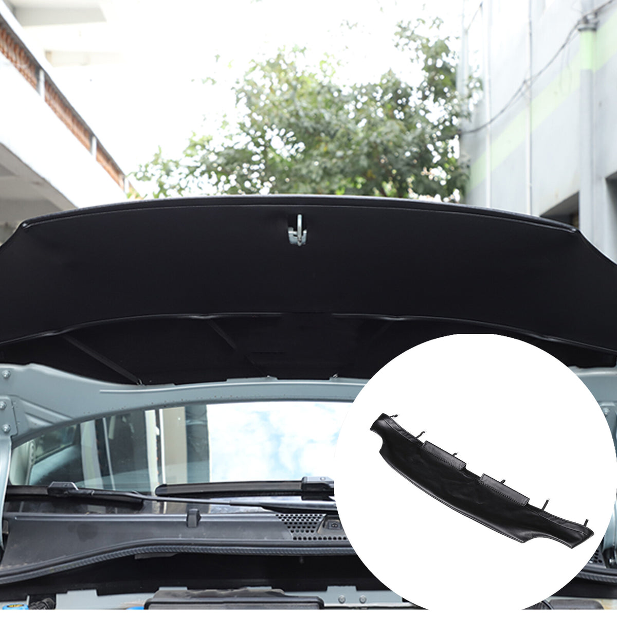 PU Leather Car Bonnet Hood Bra Wind & Bug Deflectors For Fiat 500 2007-2024 3