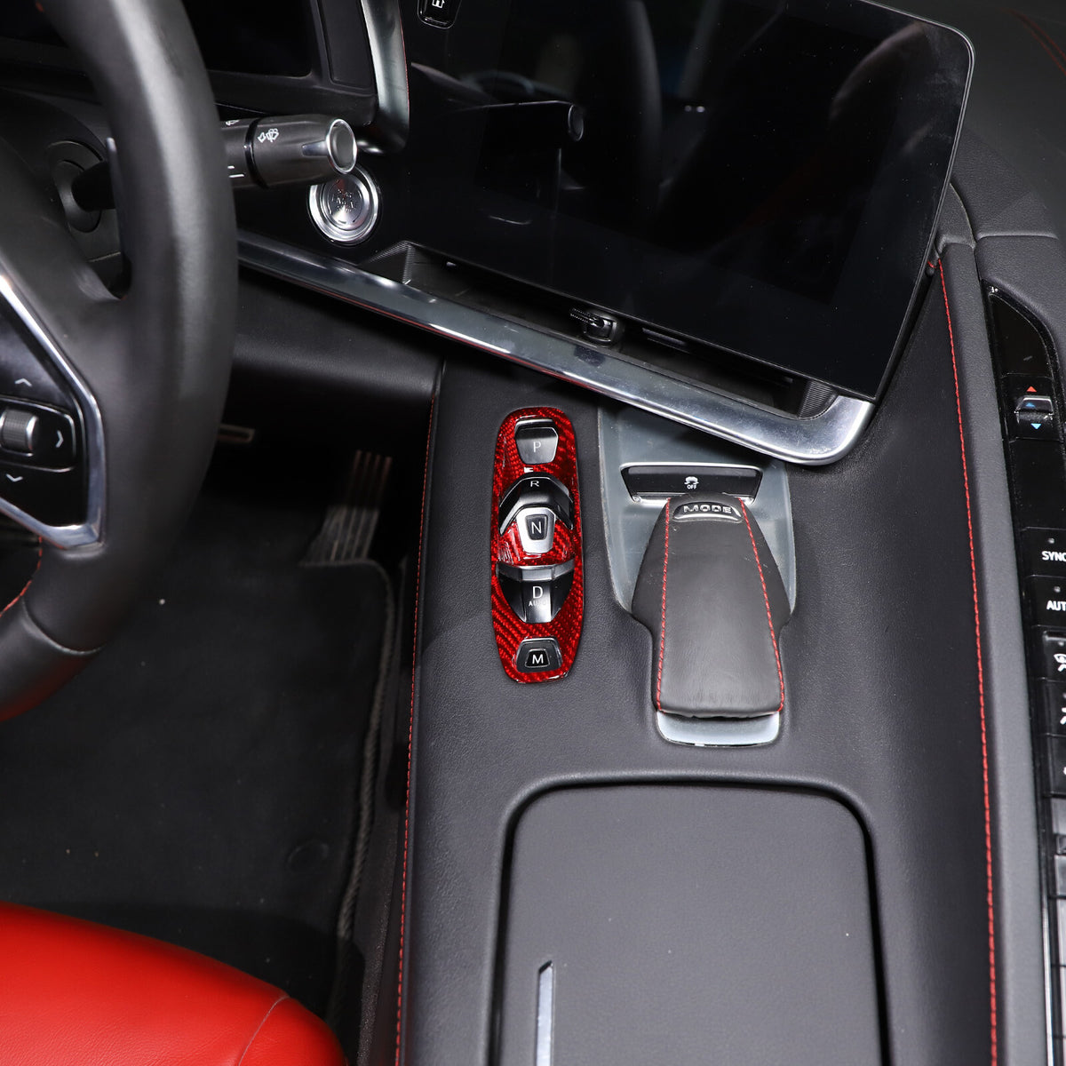 Red Real Carbon Fiber Transmission Button Frame Trim Set Cover For Corvette C8 4