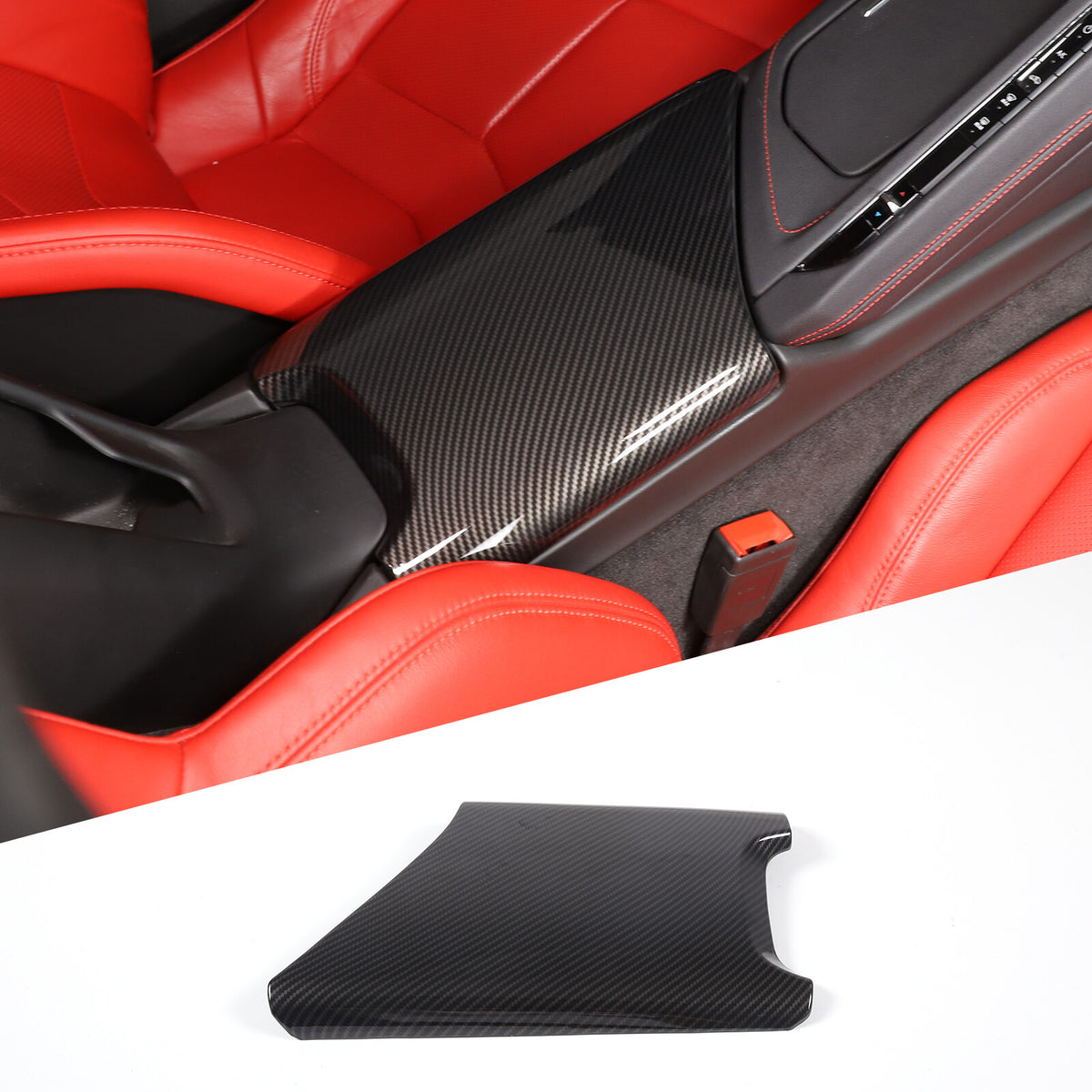 ABS Carbon Fiber Interior Center Console Cover Trim Kit For Corvette C8 2020-26 12