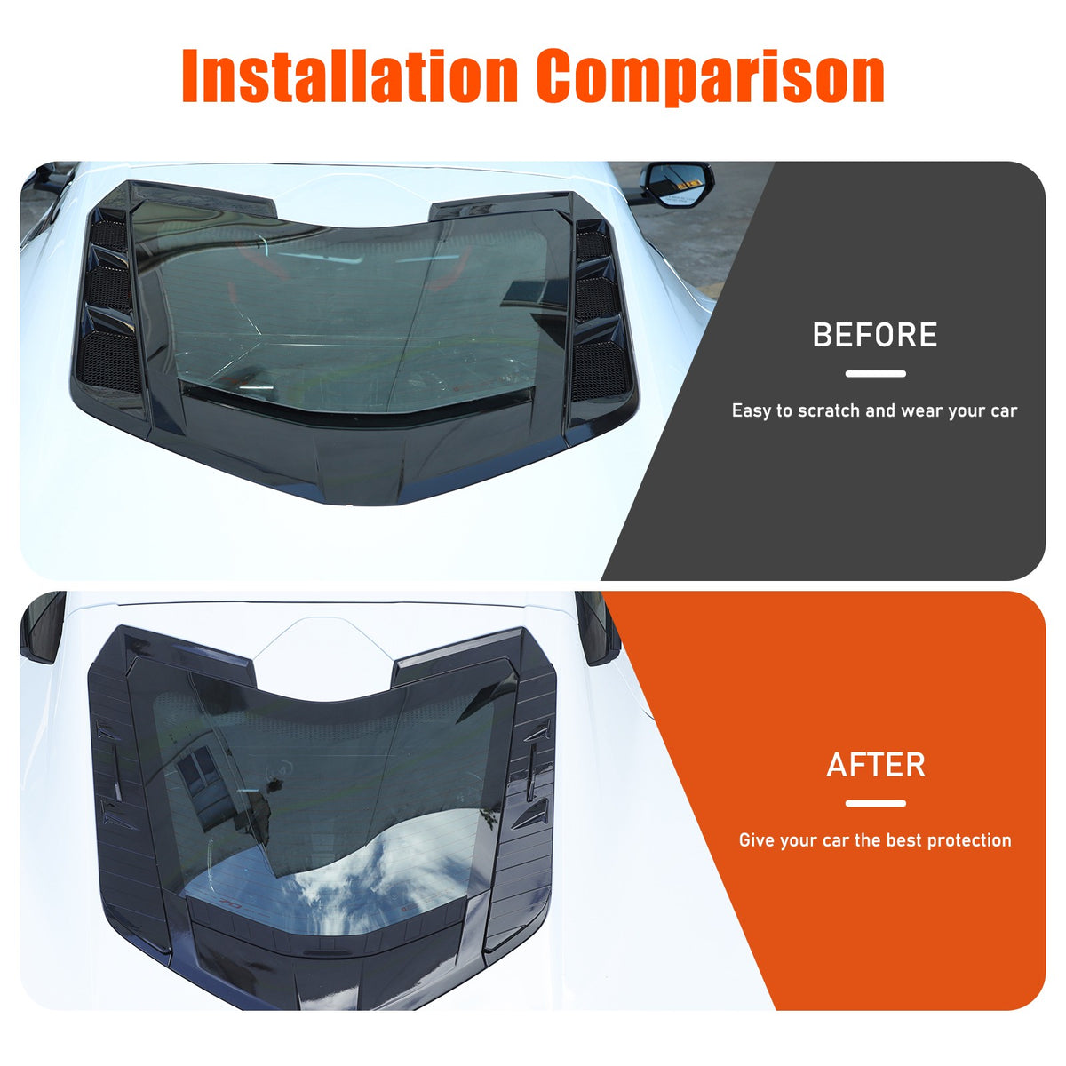 ABS Piano Black Rear Hood Wash Waterproof Trim Cover For Corvette C8 2020+ 13