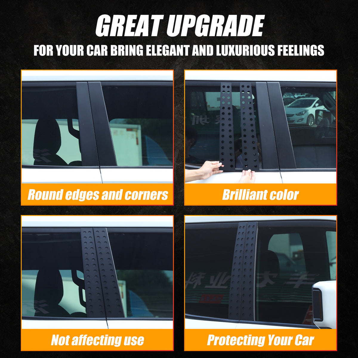 Black Alloy Window Center Pillar Trim Panel For Toyota Land Cruiser LC250 24+ 23