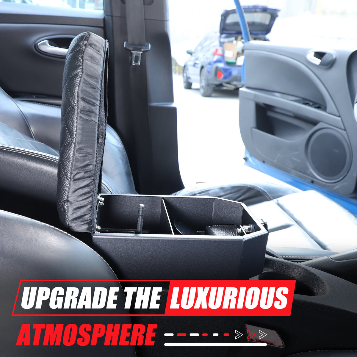 Aluminum Locking Center Armrest Vault Safe Storage Box For SEAT Leon 2008-2012 5