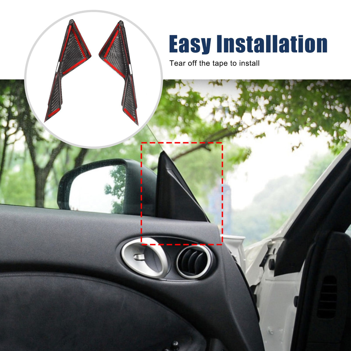 Real Carbon Fiber Front Inner Triangle Pillar Trim For Nissan 370Z Z34 2009-2020 2
