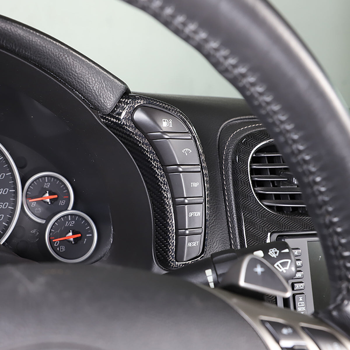 Real Carbon Fiber Dashboard Dash Console Button Frame Trim For Corvette C6 05-13 8