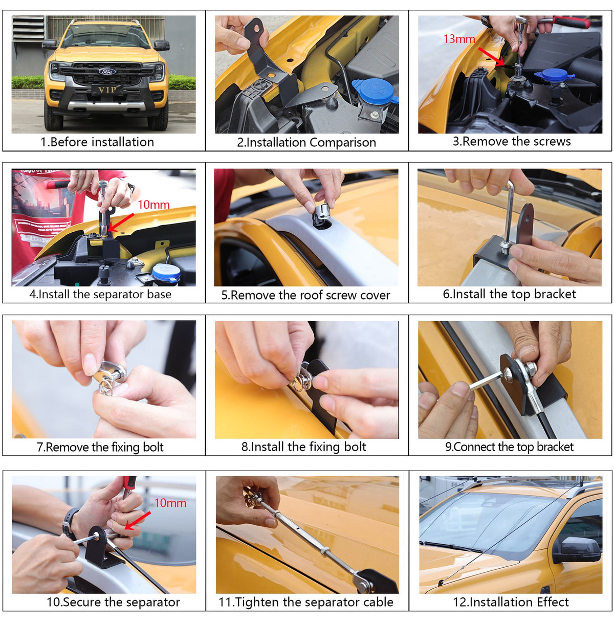 Car Branch Line Limb Riser Kit Obstacle Eliminate Rope for Ford Ranger 2023-2024 2