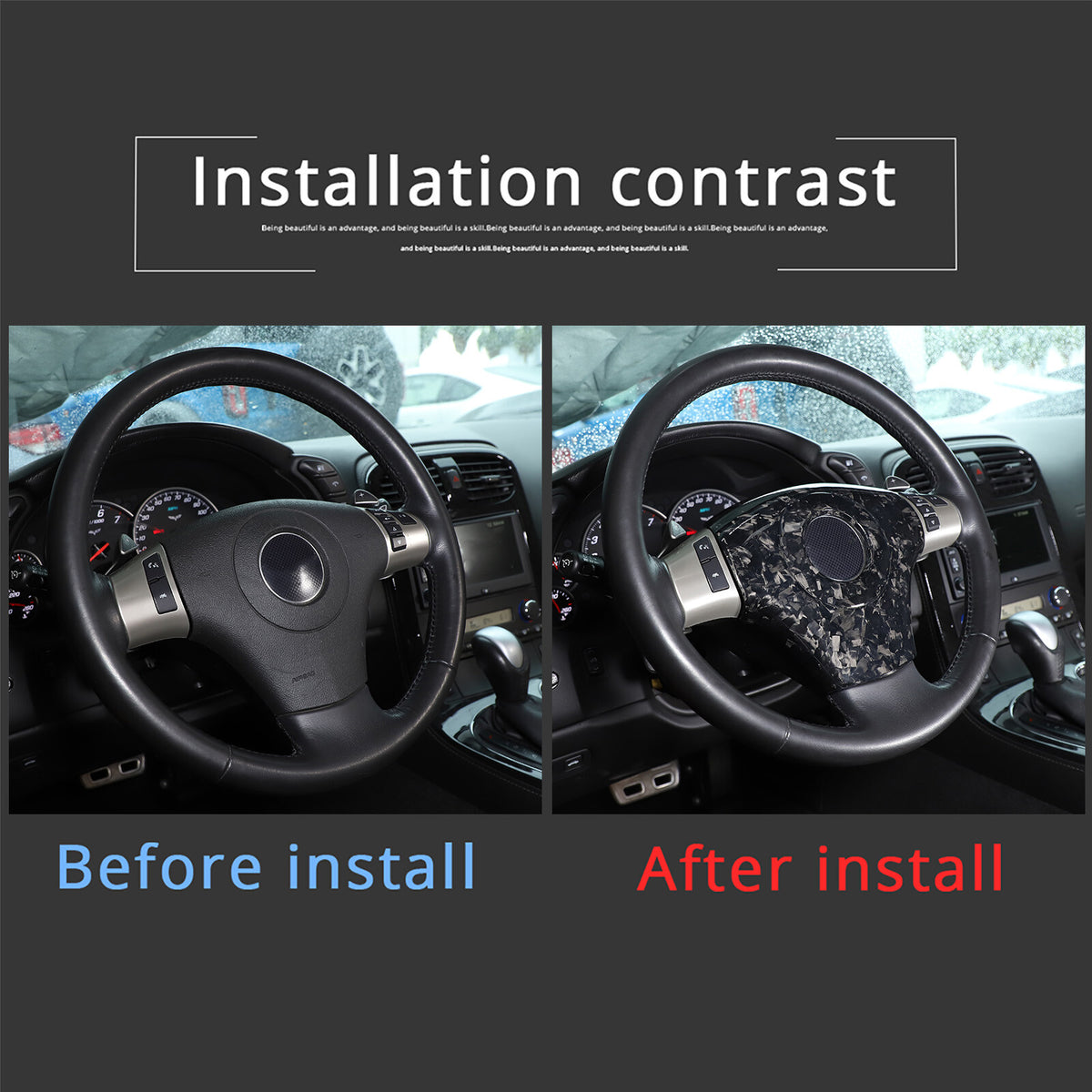 Forged Real Carbon Fiber Full Interior Set Decor Cover Trim Kit for Corvette C6 9