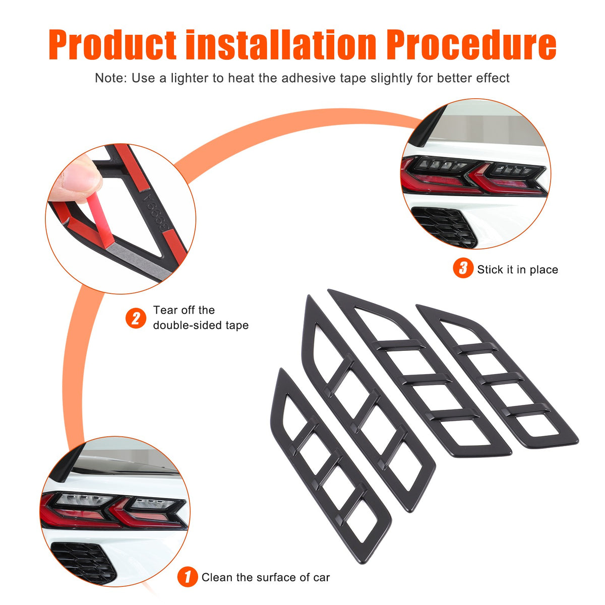 Matte Black ABS Reverse Light Protection Grille Trim For Corvette C8 20+ US 3
