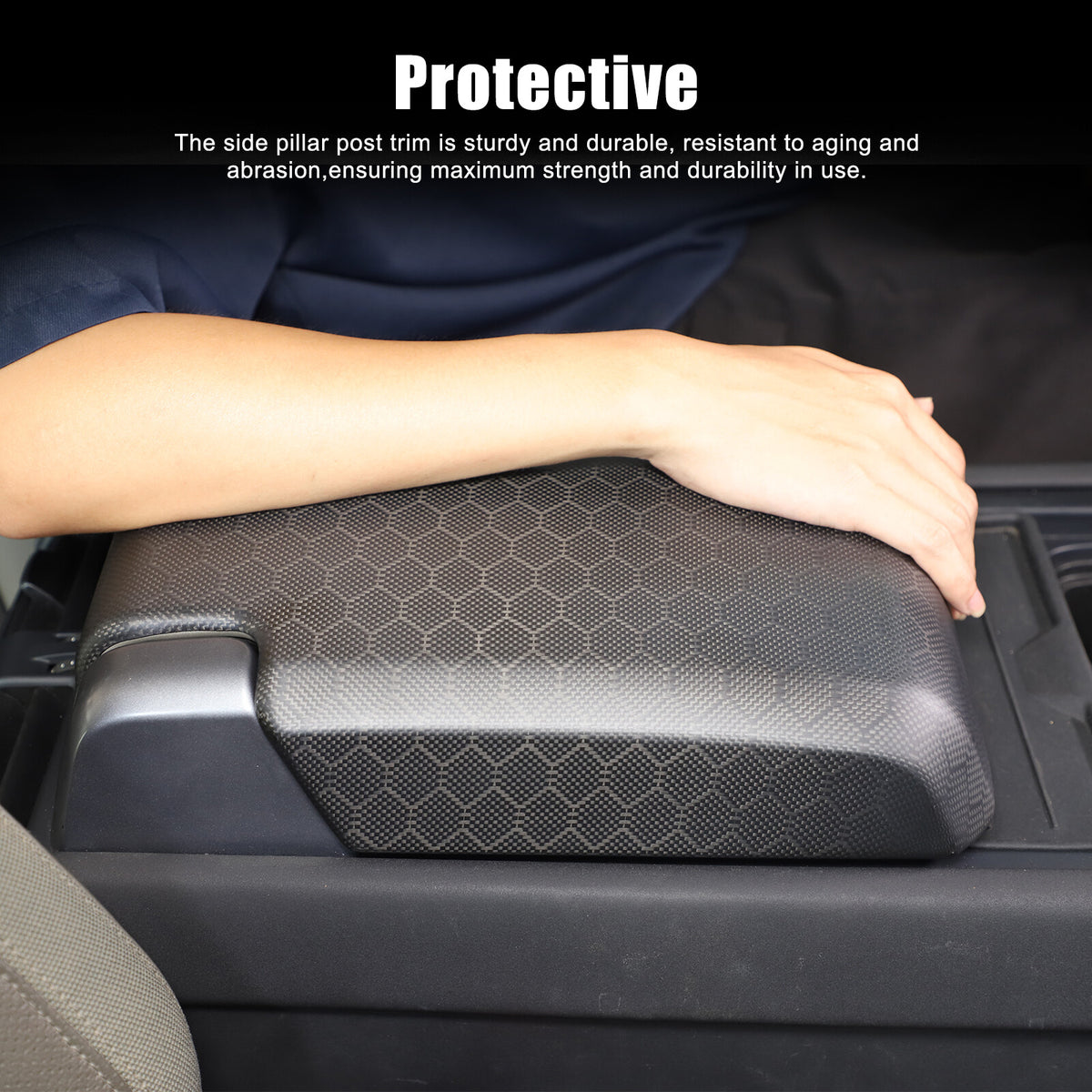 Matte Honeycomb Carbon Fiber Storage Armrest Cover For Land Rover Defender 2020+ 23