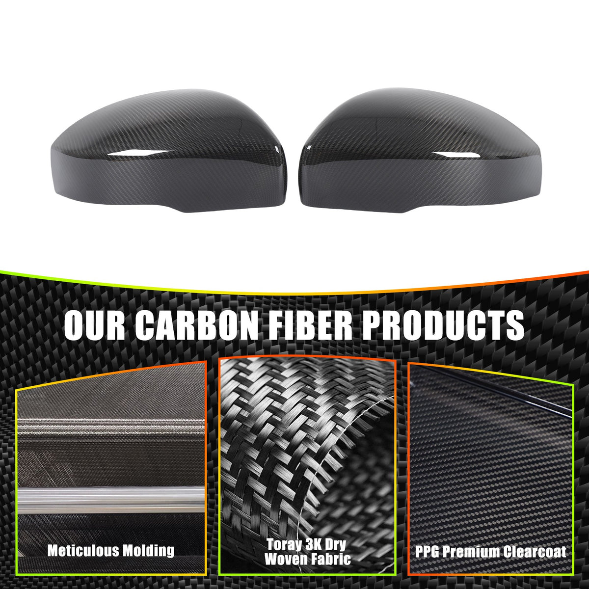 Real Carbon Fiber Outer Rearview Mirror Trim For LR5 Discovery 5 L462 2014-2021 13