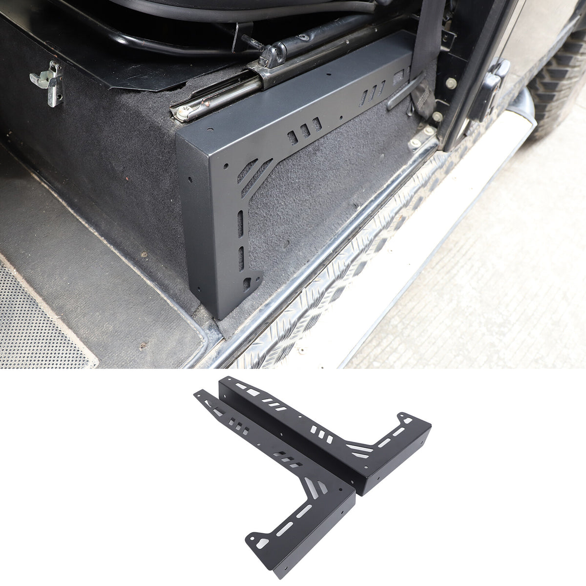 Black Seat Box Corner Carpet Mat Protector For Land Rover Defender L316 2004-18 13