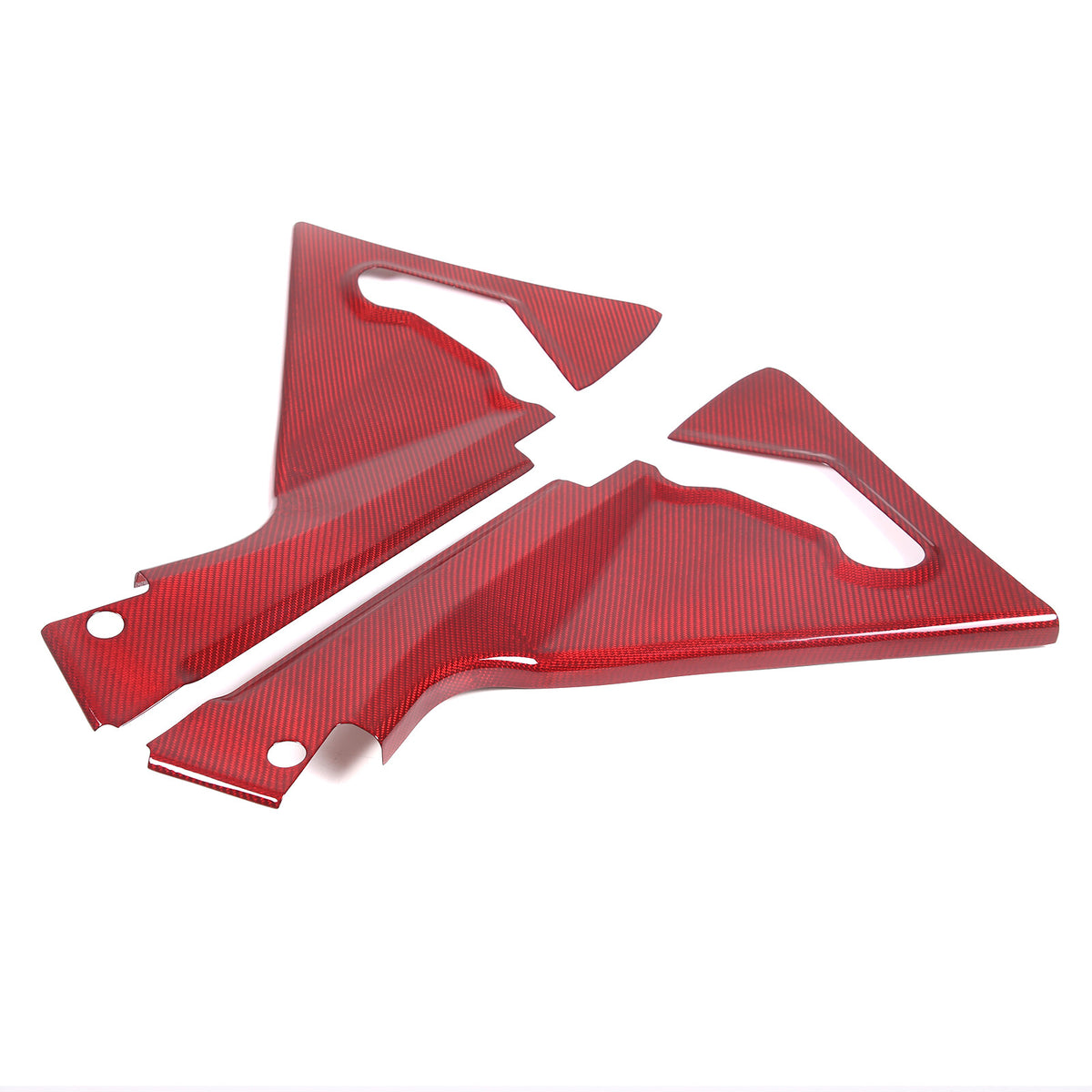 Red Real Carbon Fiber Engine Bay Glass Corner Cover Trim For Corvette C8 Coupe 11