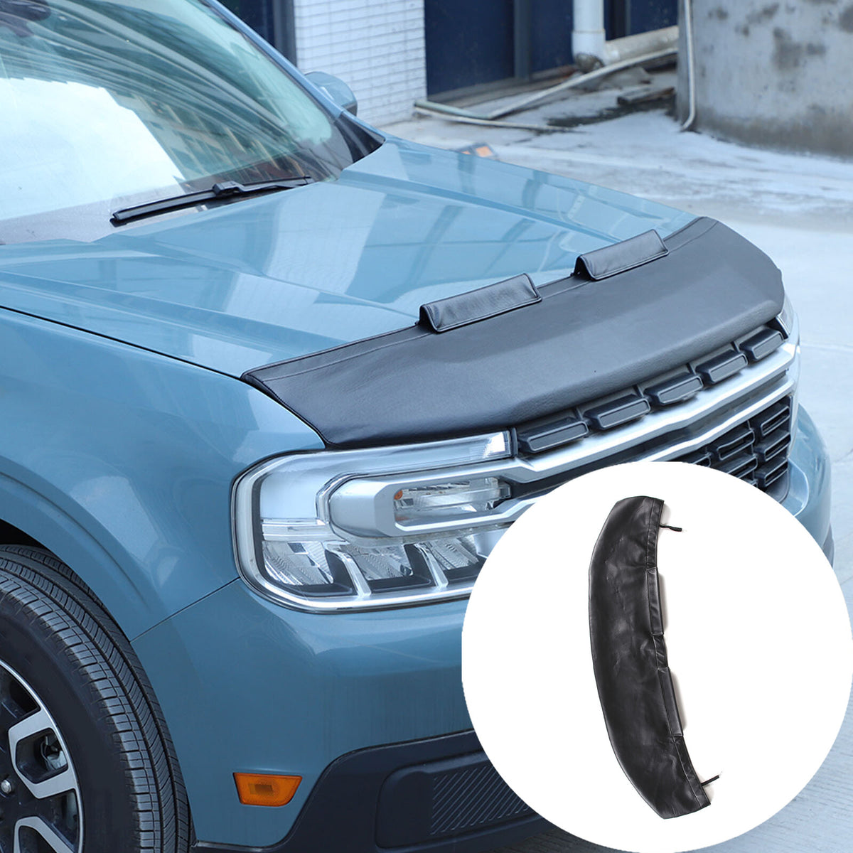 Black Car Bonnet Hood Bra Protector Mask Cover For Ford Maverick 2022-23 US 8