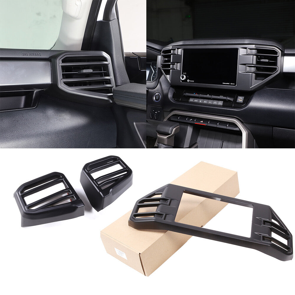 Matte Black Center & Side Air vent Frame Trim Cover For Toyota Tundra 2022-2026 1