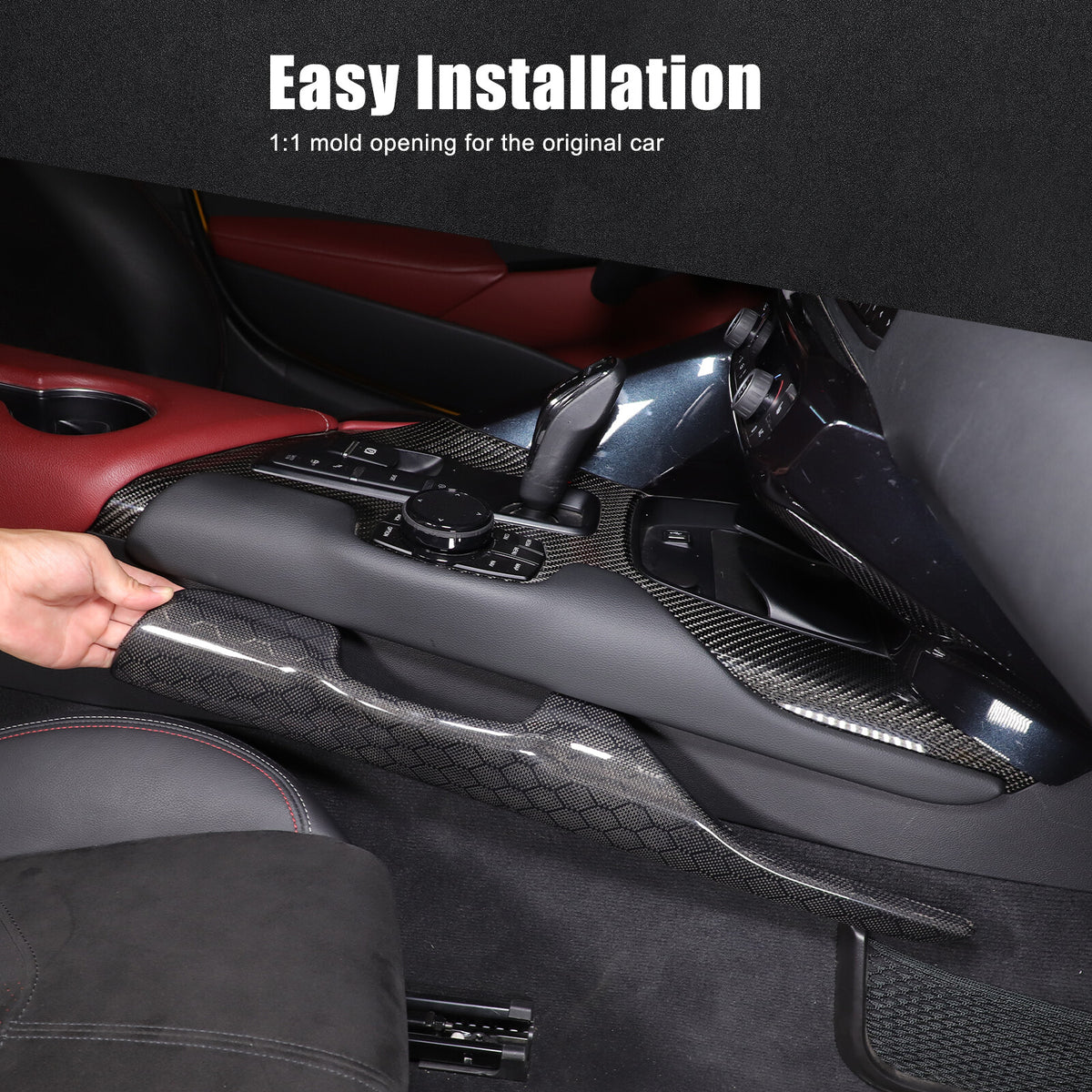 Real Carbon Fiber Console Gear Shift Frame Side Cover For Toyota Supra A90 19-25 20