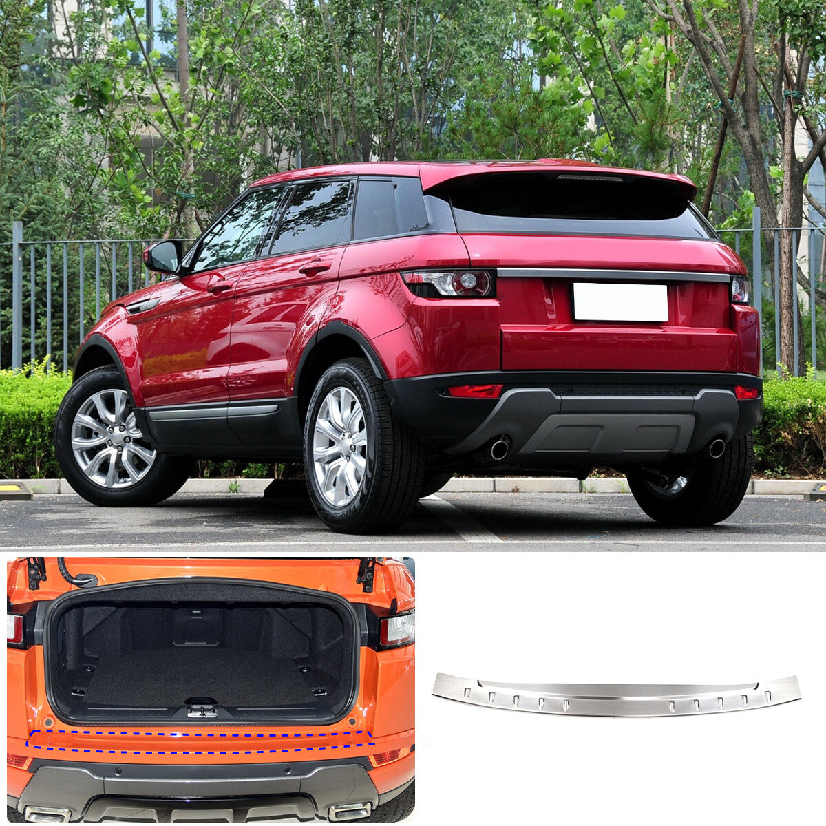Chrome Rear Bumper Guard Protector Bar Steel For LR Range Rover Evoque 2012-19 4