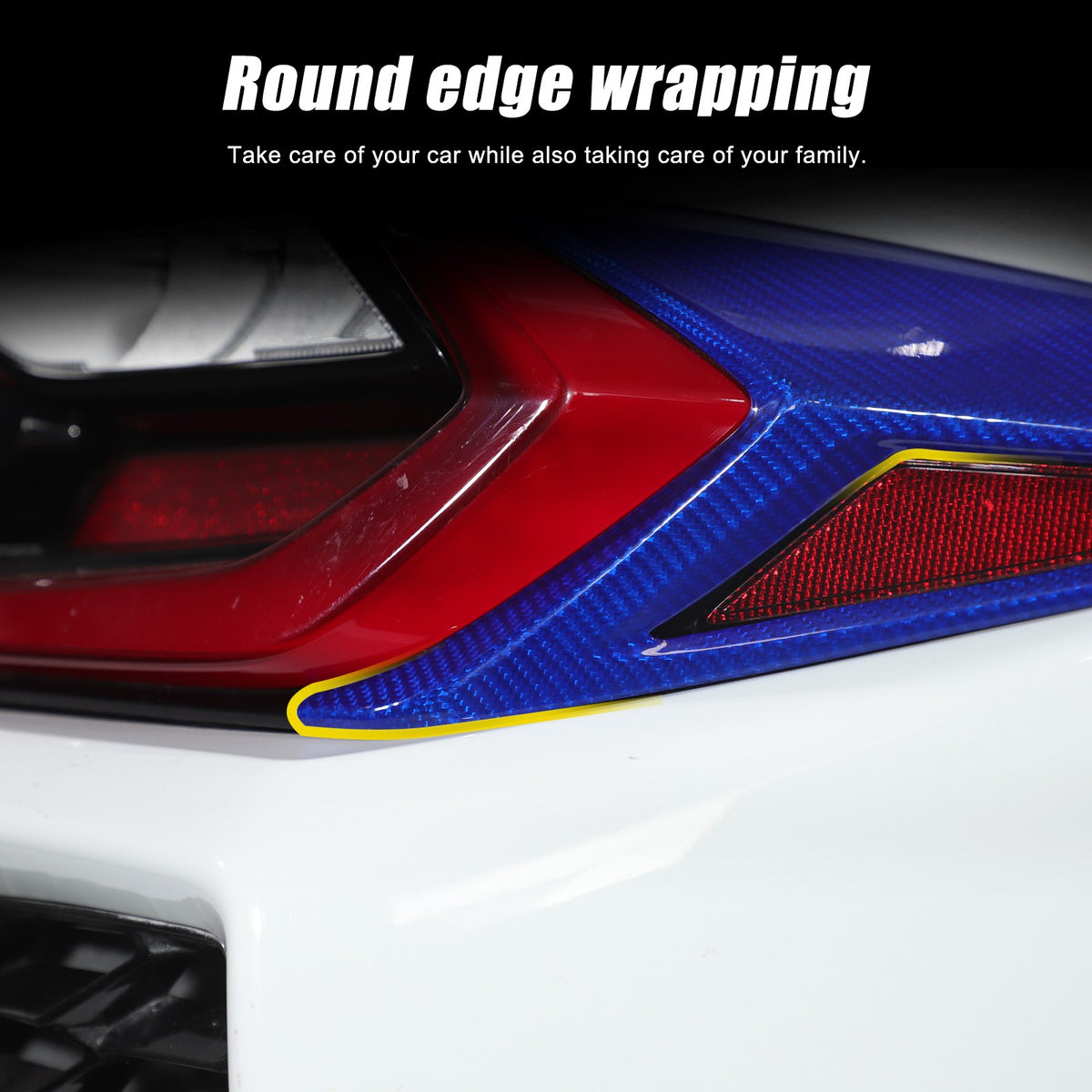 Blue Real Carbon Fiber Rear Tail Light Side Trim For Corvette C8 2020+ 12