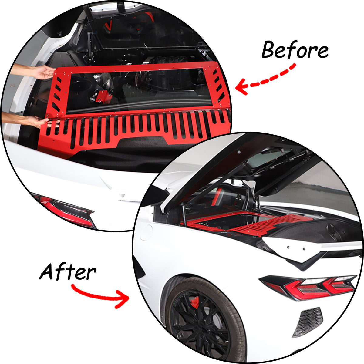 Red Alloy Engine Bay Panel Cover Trim Fit For Corvette C8 2020-26 7