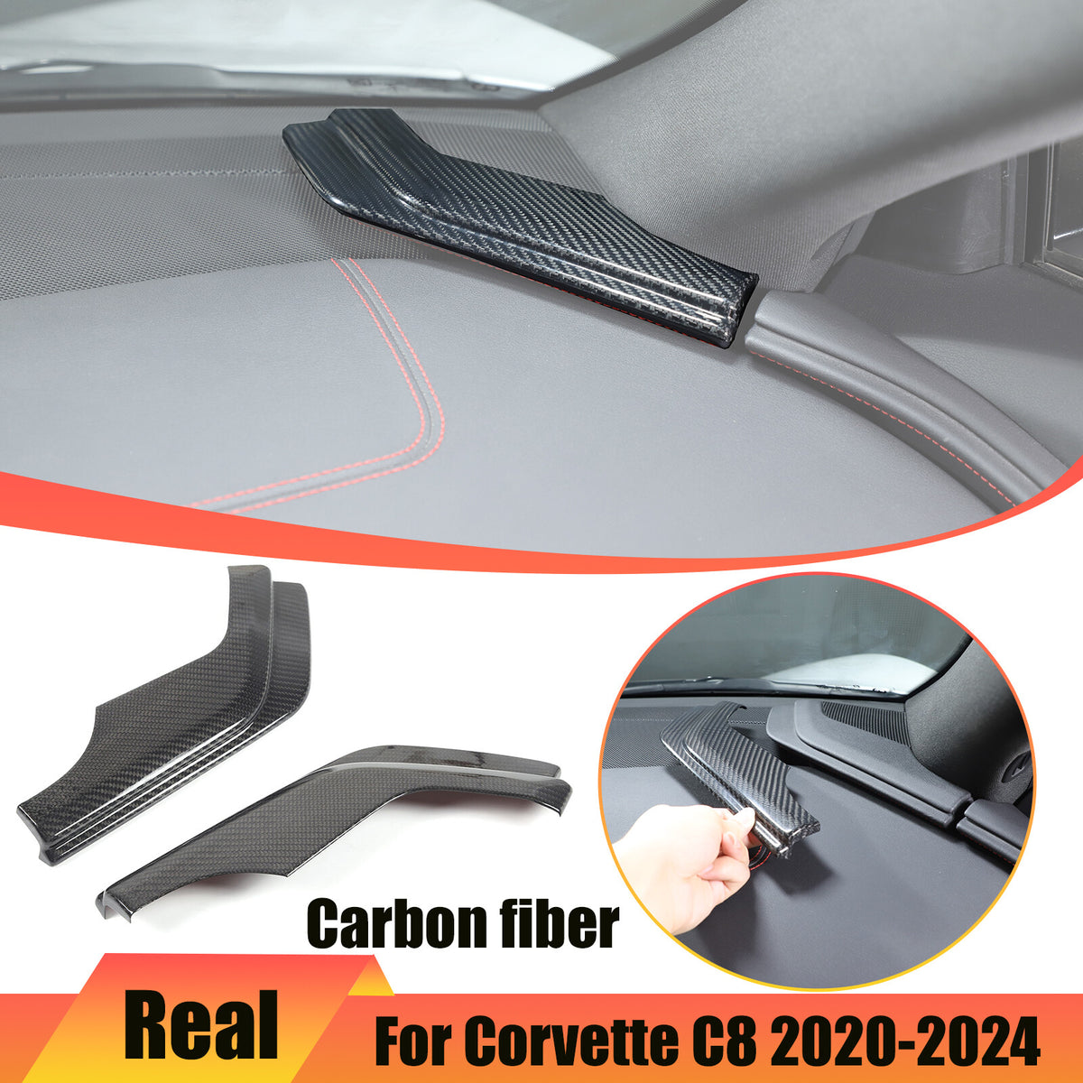 Real Dry Carbon Fiber Full Interior Center Set Trim Kit For Corvette C8 20-25 US - Styles 51-55 64