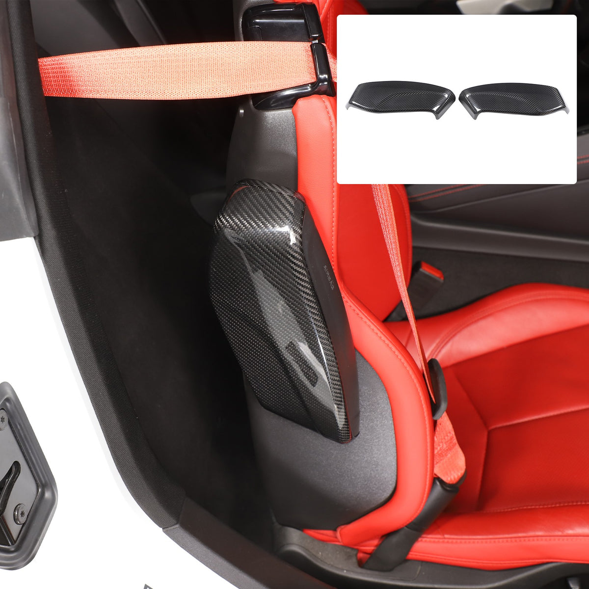 Real Dry Carbon Fiber Seat Side Cover Trim For Corvette C8 2020+ 16