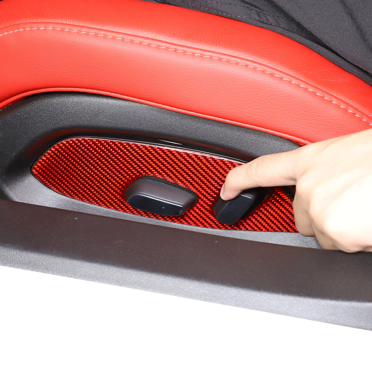 Red Soft Carbon Fiber Interior Decor Trim Kit Cover Set For Corvette C8 20-25 42